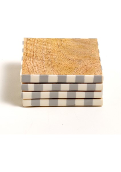 Nohar Mango Ağacı Bardak Altlığı 10X10X4 cm Natural - Grı