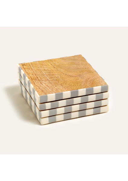 Nohar Mango Ağacı Bardak Altlığı 10X10X4 cm Natural - Grı modelleri