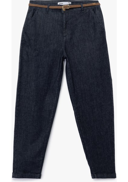 Yüksek Bel Rahat Kalıp Kemerli Pantolon