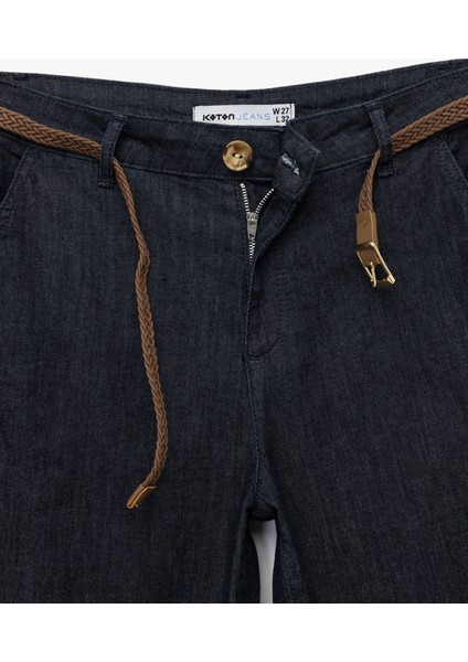 Yüksek Bel Rahat Kalıp Kemerli Pantolon fırsatları