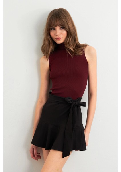 Kadın Bordo Triko Kolsuz Bluz YV305 fırsatları