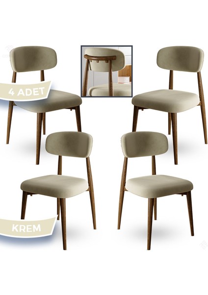 Laos Serisi 4 Adet Krem Mutfak Sandalyesi Ahşap Kaplama 1. Sınıf Babyface Kumaş fiyatları