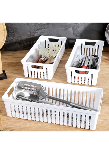 3'lü Modüler Kaşıklık Seti - Mutfak Düzenleyici Çekmece Içi Organizer Bıçaklık Kepçelik Beyaz