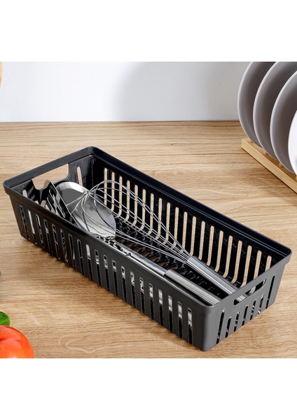 1 Adet Modüler Kaşıklık - Mutfak Düzenleyici Çekmece Içi Organizer Bıçaklık Kepçelik Siyah