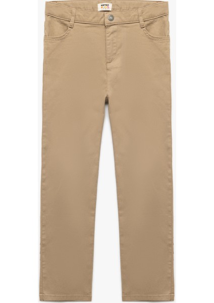 Cepli Düğme Detaylı Düz Paça Pamuklu Pantolon