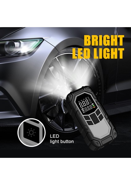 Taşınabilir 8000MAH Şarjlı Auhma LED Işıklı Acil Durum Akü Takviyeli Araç, Motosiklet, Bisiklet, Top Şişirme Pompası Hava Kompresörü modelleri