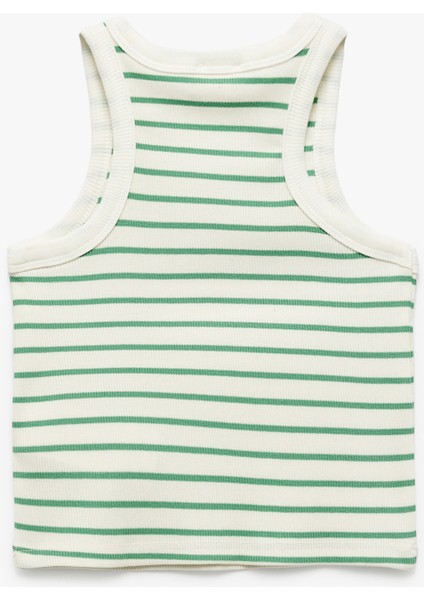 Pamuklu Bisiklet Yaka Kaşkorse Çizgili Crop Atlet fiyatları