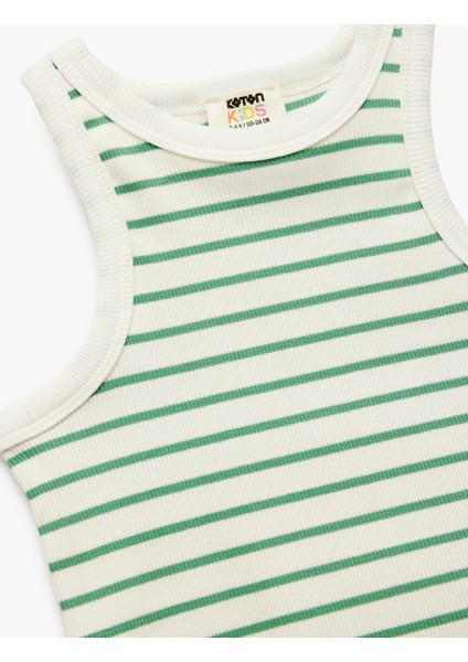 Pamuklu Bisiklet Yaka Kaşkorse Çizgili Crop Atlet modelleri