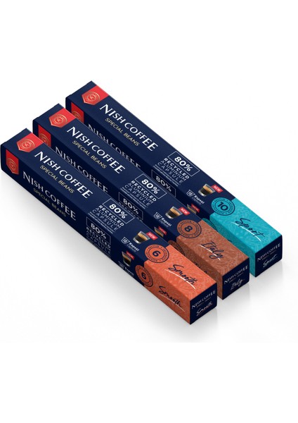 Nespresso Uyumlu Kapsül Kahve 3'lü Set (Smooth, ıtaly, sport)- 30 Adet