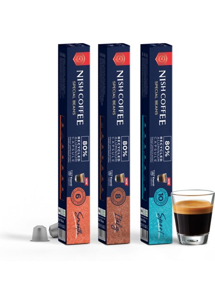 Nespresso Uyumlu Kapsül Kahve 3'lü Set (Smooth, ıtaly, sport)- 30 Adet fırsatları