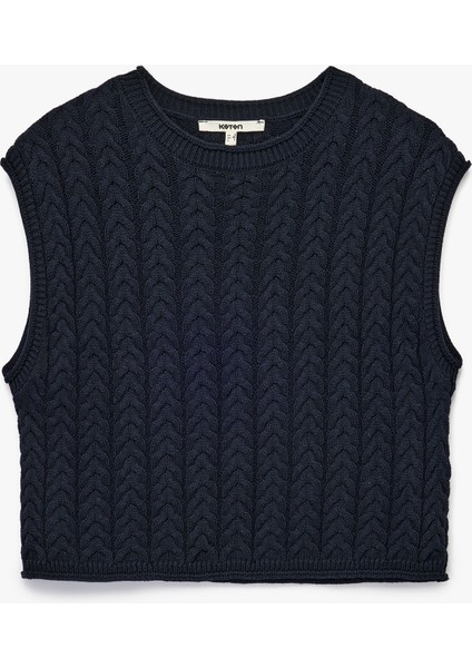 Kolsuz Bisiklet Yaka Saç Örgü Süveter