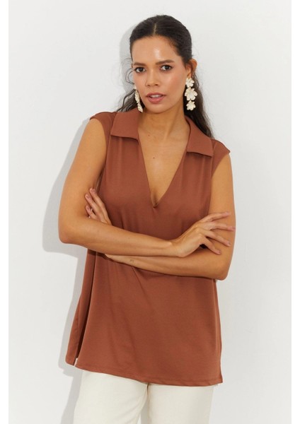 Kadın Badem Polo Yaka Bluz LPP1219 fırsatları