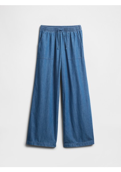 Kız Çocuk Denim Mavi Pull On Pantolon
