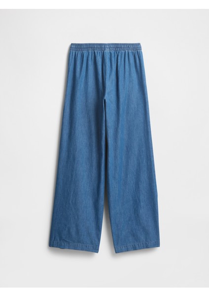 Kız Çocuk Denim Mavi Pull On Pantolon