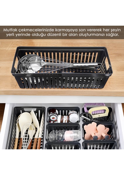10 Parça Modüler Çekmece Içi Organizer Set - Banyo Mutfak Makyaj Aksesuar Ofis Düzenleyici Siyah fiyatları