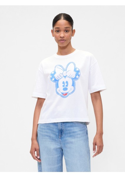 Kadın Beyaz Grafik Baskılı Oversize T-Shirt