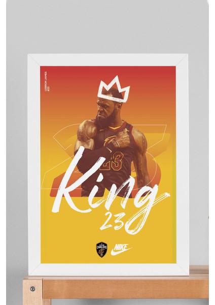 Lebron James 23 King Çerçeveli Tablo - Cleveland Cavaliers Nba Posteri Tablo