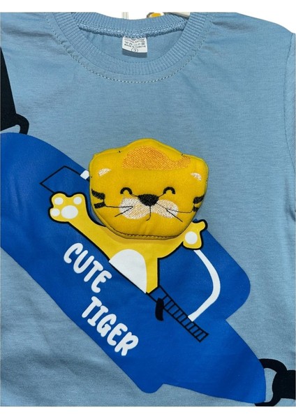 Erkek Çocuk Kaplan Baskılı Yazlık Takım – 3D Kaplan Detaylı modelleri