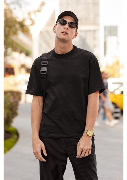 Oversize Relax Bisiklet Yaka Basic Siyah Tişört / Rahat Kesim T-Shirt modelleri