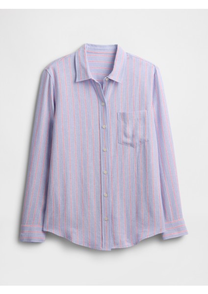 Kadın Açık Lila Keten Karışımı Easy Gömlek fiyatları