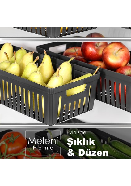 6 Adet Buzdolabı Düzenleyici Sepet - Dolap Içi Meyve Sebze Düzenleyici Organizer Saklama Kabı Siyah modelleri