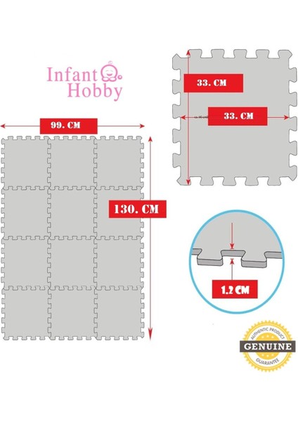 Elite Infant Hooby Premium Puzzle Karo Oyun Matı Seti 90X120 (12 Adet) 1 Adet indirimleri