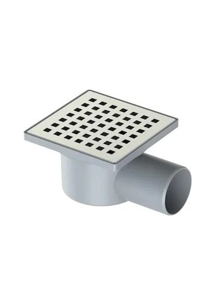 Krom Süzgeç Izgaralı Krom Plastik Yer Süzgeci Yer Sifonu 10 x 10 x 50 cm Yandan Çıkışlı