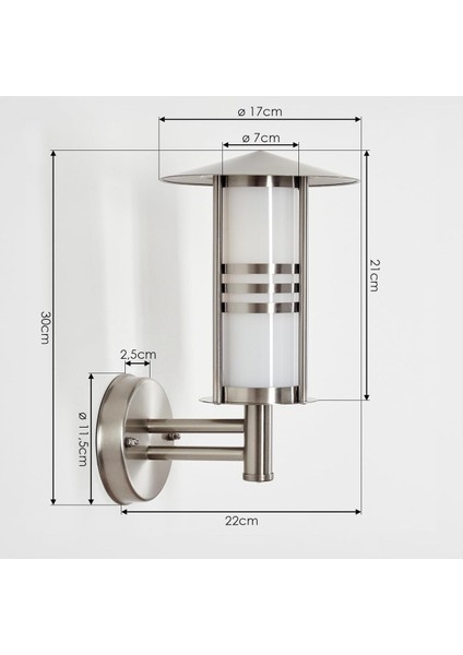 Dış Mekan Duvar Lambası, Paslanmaz Çelik & Buzlu Cam, E27 Soketli, 32 cm Yükseklik fiyatları