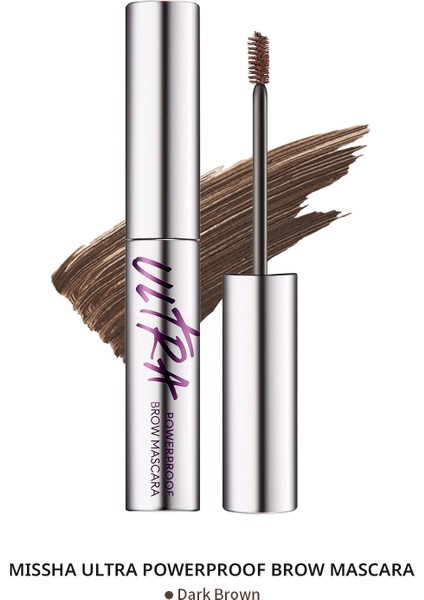Doğal Görünüm Sağlayan İnce ve Üçgen Fırçalı Kaş Maskaras Ultra Powerproof Brow Mascara (Dark Brown)