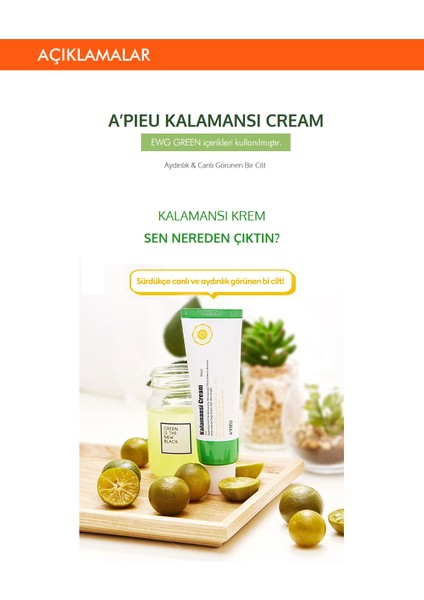 Filipin Limonu İçeren Nemlendirici ve Aydınlatıcı Krem 50g A'PIEU Kalamansi Cream