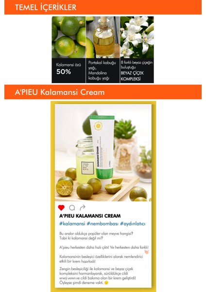 Filipin Limonu İçeren Nemlendirici ve Aydınlatıcı Krem 50g A'PIEU Kalamansi Cream