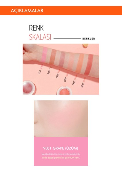 Meyve Renkleriyle Doğal ve Parlak Görünüm Sunan Jel Allık A'PIEU Juicy-Pang Jelly Blusher (VL01)