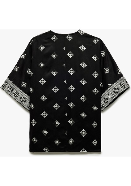 Viskon Yarım Kollu Etnik Kimono indirimleri