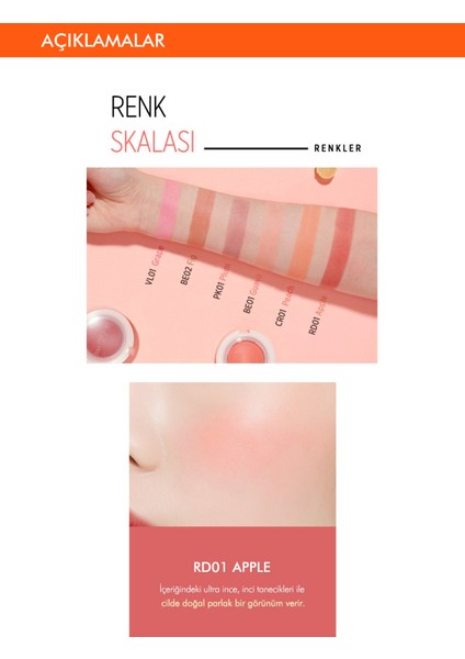 Meyve Renkleriyle Doğal ve Parlak Görünüm Sunan Jel Allık A'PIEU Juicy-Pang Jelly Blusher (RD01)