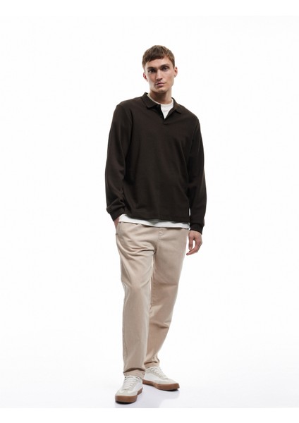 Cep Detaylı Pamuklu Straight Fit Beli Bağcıklı Gabardin Pantolon