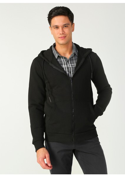 Erkek Zip Hoodie Ceres Life 22018684-BLK