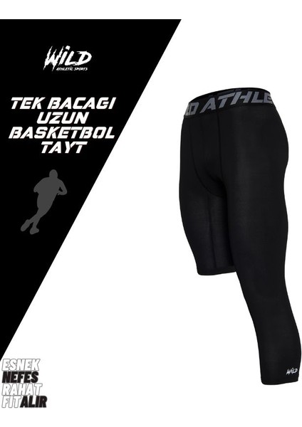 Basketbol Tek Bacak Uzun 3/4 Spor Tayt Sol Uzun