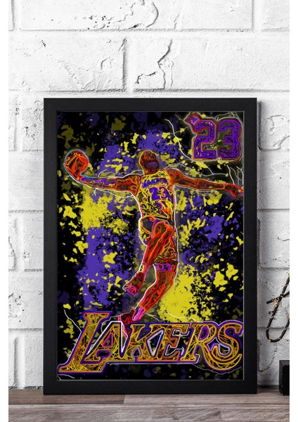 Lebron James Çerçeveli Tablo - Los Angeles Lakers Nba Posteri Tablo