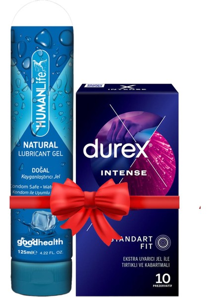 Intense Prezervatif 10'lu + Humanlife Doğal Jel Lubricant 125 ml