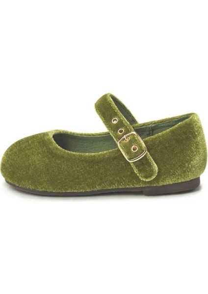 Eva Kadife Kumaş Kadın Ayakkabı Altın Tokalı