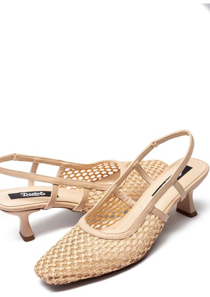 Kadın Hasır Örme Kısa Topuklu Kare Burun Günlük Ayakkabı 1025 modelleri
