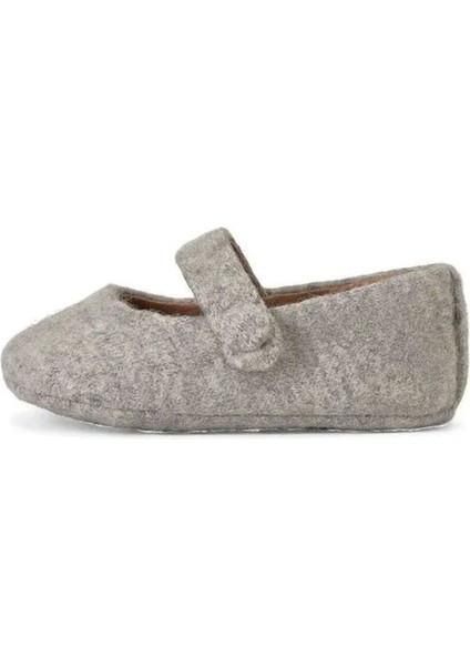 May Wool Grey, Yün Astar ve Tabanlı Gri Bebek Kız Pre-Walker Ayakkabı