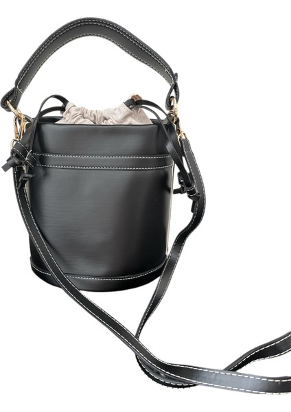 Deri Siyah Kova Sade Kadın Omuz ve El Çantası