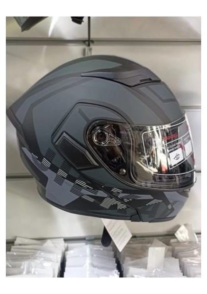 Jk-20 JK902 Çene Pedli Güneş Vizörlü Çeneden Açılır Kask [h-1 Grey ] L