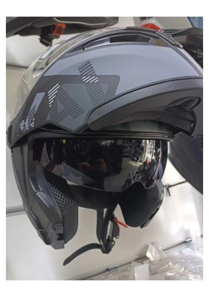 Jk-20 JK902 Çene Pedli Güneş Vizörlü Çeneden Açılır Kask [h-1 Grey ] L modelleri