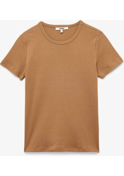 Pamuklu Kısa Kollu Bisiklet Yaka Basic Tişört