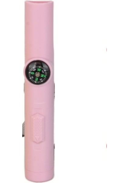Pembe Pusula Düdük Lazer Işık Seviyeli Deprem Kamp Acil Durum El Feneri Düdüğü Laser Pointer