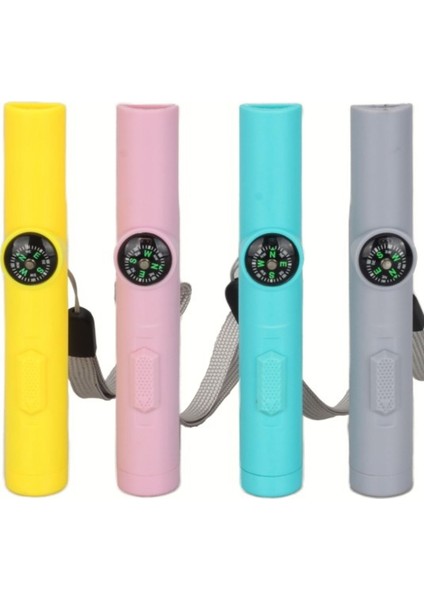 Pembe Pusula Düdük Lazer Işık Seviyeli Deprem Kamp Acil Durum El Feneri Düdüğü Laser Pointer