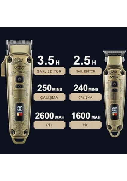 Vgr Orijinal Vgr V-643 Profesyonel Saç Düzeltici Erkekler Için Set Elektrikli Yıkanabilir Sakal Saç Kesme Şarj Edilebilir Kesimi Makinesi
