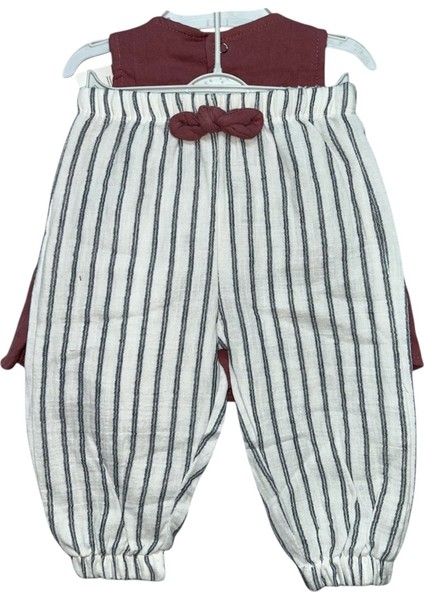 Kız Bebek Yazlık 2'li Takım – Kolsuz Bordo Bluz & Çizgili Şalvar Pantolon, %100 Pamuk modelleri